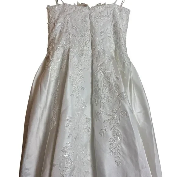 Lulus Now and Always White Beaded Embroidered Strapless Gown Size 8 NWOT - Picture 10 of 16